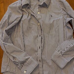 Ralph lauren classic Black and White Striped women’s Shirt petite large